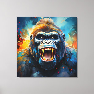 Glimlachende gorilla canvas afdruk