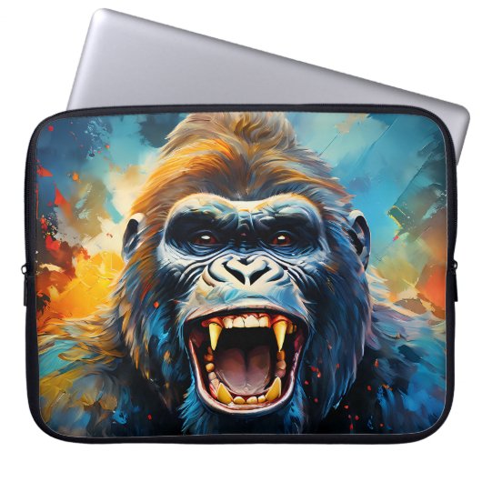 Glimlachende gorilla laptop sleeve (Voorkant)