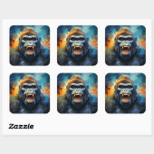 Glimlachende gorilla vierkante sticker (Vel)