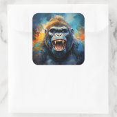 Glimlachende gorilla vierkante sticker (Tas)