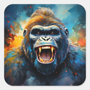 Glimlachende gorilla vierkante sticker