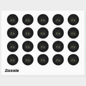 Glimlachende groene ogen kat ronde sticker (Vel)