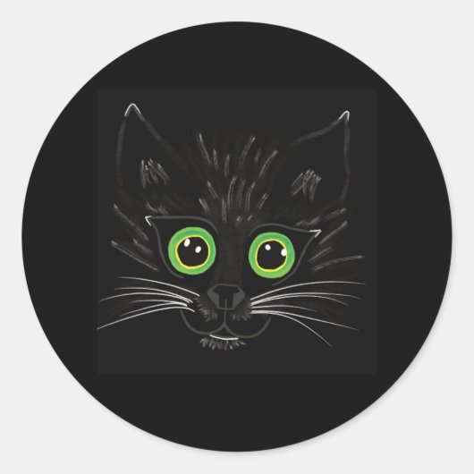 Glimlachende groene ogen kat ronde sticker (Voorkant)