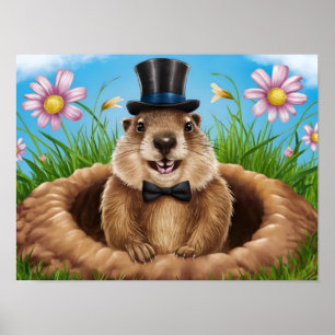 Glimlachende Groundhog Emerging Poster