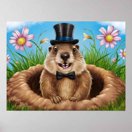 Glimlachende Groundhog Emerging Poster (Voorkant)