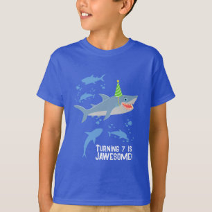 Glimlachende haai onder het zee boy Verjaardagsfee T-shirt