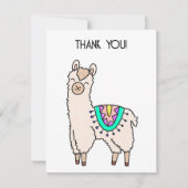 Glimlachende Happy Llama Alpaca cartoon Animal Dra Bedankkaart (Voorkant)