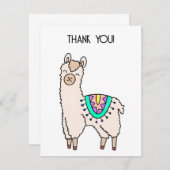 Glimlachende Happy Llama Alpaca cartoon Animal Dra Bedankkaart (Voorkant / Achterkant)