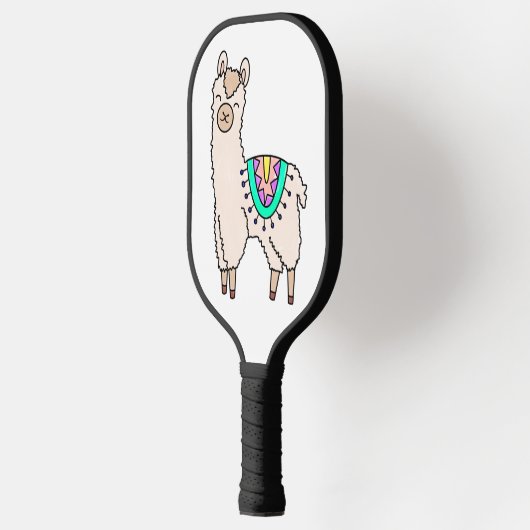 Glimlachende Happy Llama Alpaca cartoon Animal Dra Pickleball Paddle (Links)