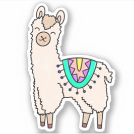 Glimlachende Happy Llama Alpaca cartoon Animal Dra Sticker