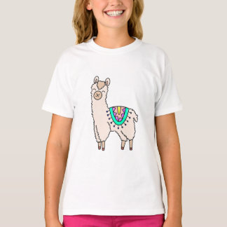 Glimlachende Happy Llama Alpaca cartoon Animal Dra T-shirt