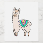 Glimlachende Happy Llama Alpaca cartoon Animal Dra Wijn Etiket (Enkel label)