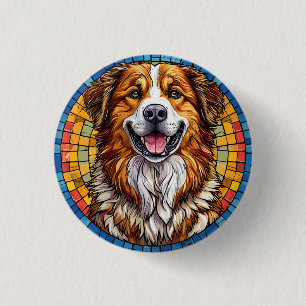 🐶 Glimlachende Hond Mozaïek Huisdierliefhebber Ca Ronde Button 3,2 Cm