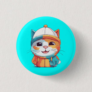 Glimlachende Kat Dragen Pet Clipart Ronde Button 3,2 Cm