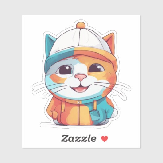 Glimlachende kat met Pet Clipart-78199 Sticker (Vel)