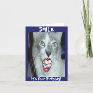 Glimlachende kattenverjaardag kaart