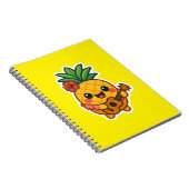 Glimlachende Kawaii Ananas – Tropisch Notitieboek (Rechterzijde)