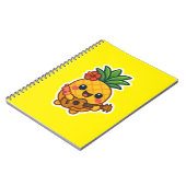 Glimlachende Kawaii Ananas – Tropisch Notitieboek (Linkerzijde)