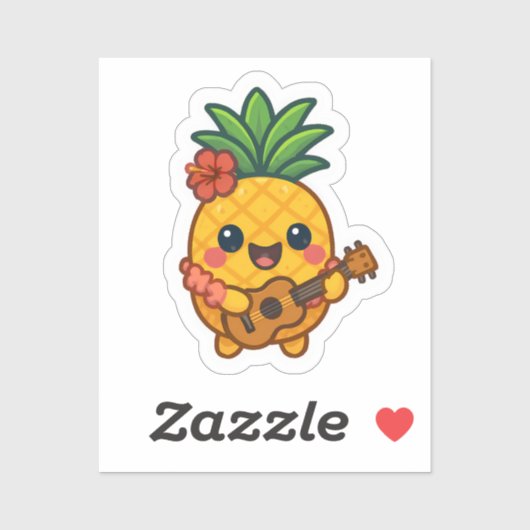 Glimlachende Kawaii Ananas – Tropisch Sticker (Vel)