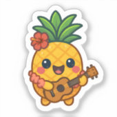 Glimlachende Kawaii Ananas – Tropisch Sticker (Voorkant)