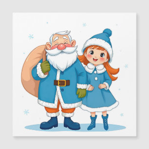 Glimlachende Kerstman en sneeuwmeisje