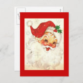 glimlachende kerstman feestdagenkaart (Voorkant / Achterkant)