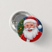Glimlachende kerstman in rood Pet Ronde Button 3,2 Cm (Voorkant /achterkant)