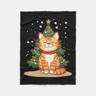 Glimlachende Kerstmorgenkat voor feestelijk seizoe Fleece Deken
