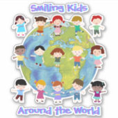 Glimlachende Kinder Rond de Wereld Sticker (Voorkant)