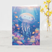 Glimlachende kwal in een levendig rif kaart (Gele Bloem)