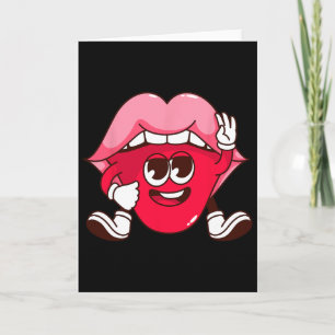 Glimlachende Lippen Cartoon Valentijnsdag Tiener C Kaart