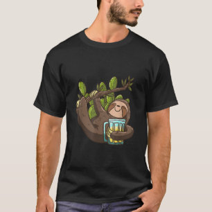 Glimlachende luiaard bier cactus grappig luie dier t-shirt