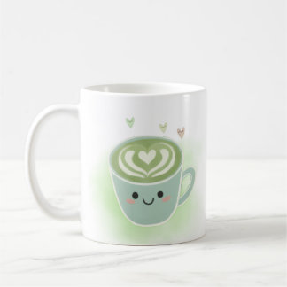 Glimlachende Matcha Latte Hart Mok