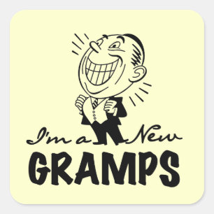 Glimlachende nieuwe Gramps T-shirts en geschenken Vierkante Sticker