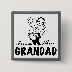 Glimlachende nieuwe Grandad T-shirts en geschenken Vierkante Button 5,1 Cm