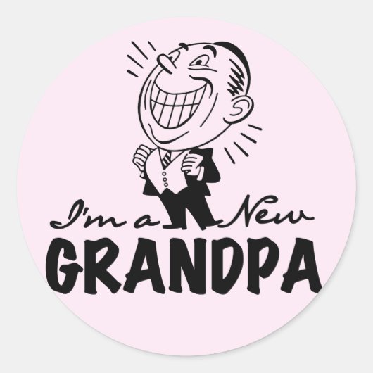 Glimlachende nieuwe opa T-shirts en geschenken Ronde Sticker (Voorkant)