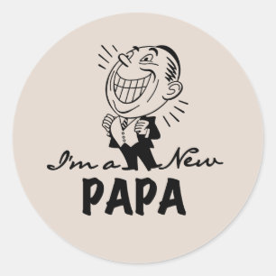 Glimlachende nieuwe Papa T-shirts en geschenken Ronde Sticker