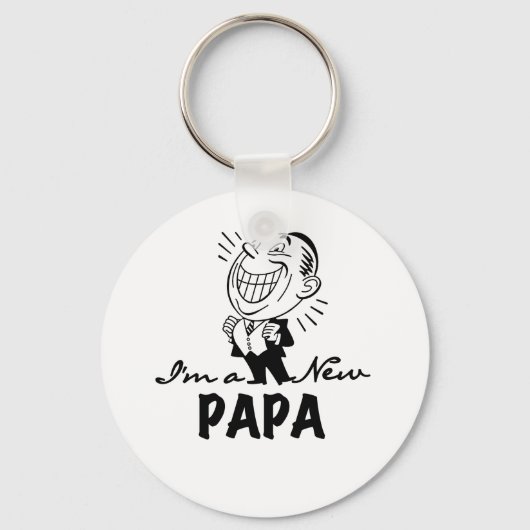 Glimlachende nieuwe Papa T-shirts en geschenken Sleutelhanger (Voorkant)