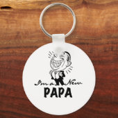 Glimlachende nieuwe Papa T-shirts en geschenken Sleutelhanger (Voorkant)