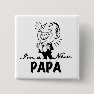 Glimlachende nieuwe Papa T-shirts en geschenken Vierkante Button 5,1 Cm