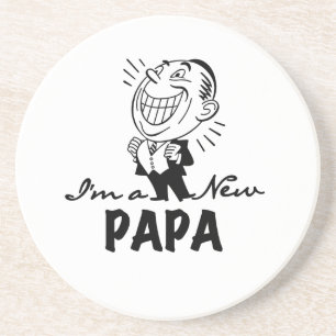 Glimlachende nieuwe Papa T-shirts en geschenken Zandsteen Onderzetter
