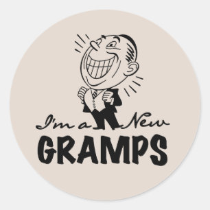 Glimlachende Nieuwe T-shirts Gramps en Giften Ronde Sticker