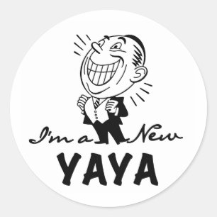Glimlachende Nieuwe T-shirts Yaya en Giften Ronde Sticker