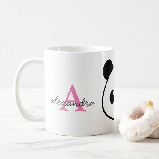 Glimlachende Panda Monogram Koffie Mok – Gepersona (Met donut)