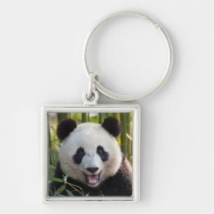 Glimlachende panda portret sleutelhanger