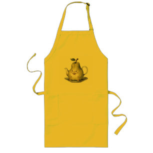 Glimlachende Peertheepot Lang Schort