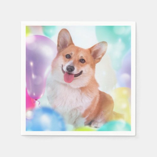 Glimlachende Pembroke Welsh Corgi Napkins Servetten (Voorkant)