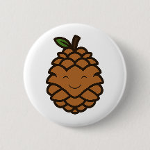 Glimlachende Pine Cone - Grappige Natuur Button