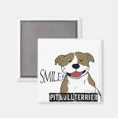 Glimlachende pitbull (Tan en Wit) Magneet (Voorkant / Achterkant)