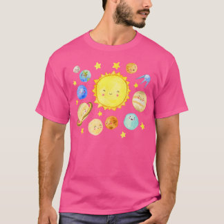 Glimlachende planeten Schattigee zonnestelsels Rui T-shirt